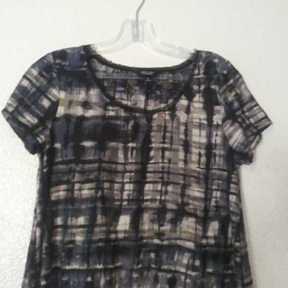 Simply Vera Vera Wang women's size XS black, white, blue , and green blouse - Picture 2 of 15